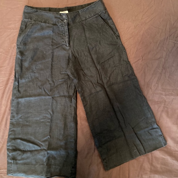 Wide Leg Cropped Black Linen Pants from Sundance Catalogue - Picture 1 of 15